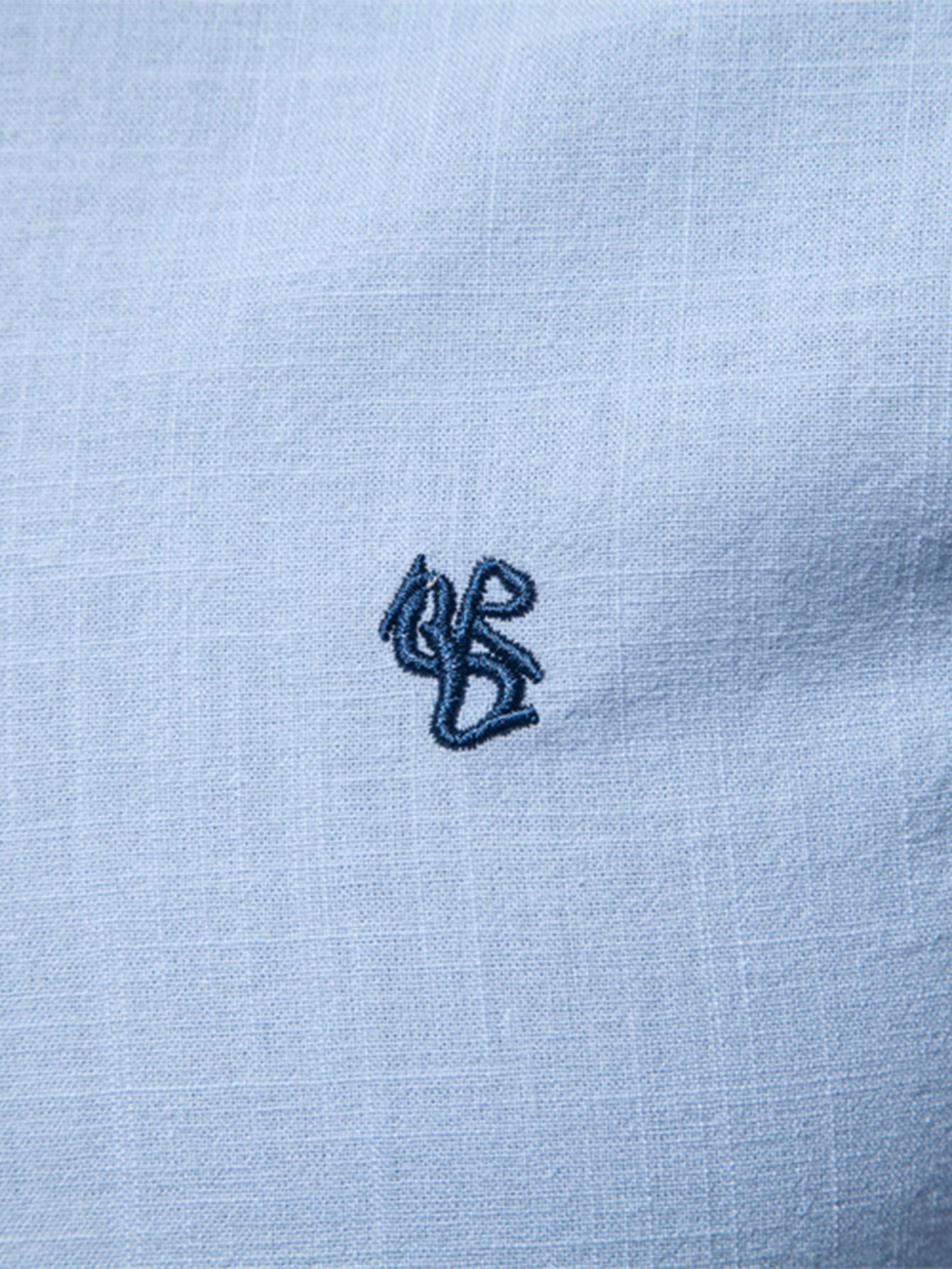 Chemise à col montant effet lin à manches longues