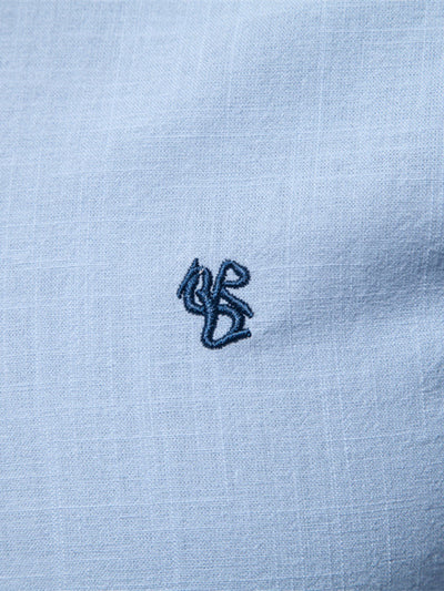 Chemise à col montant effet lin à manches longues