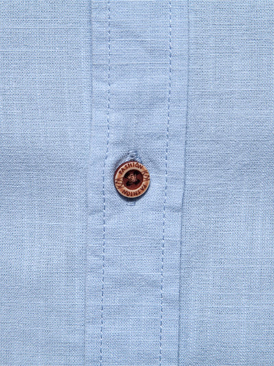 Chemise à col montant effet lin à manches longues